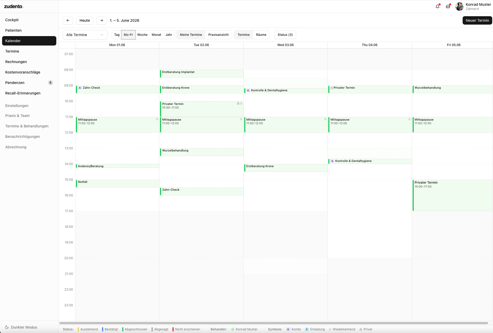 Zudento Terminkalender